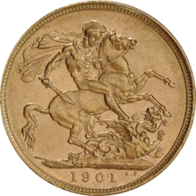 1901 Gold Sovereign Coin Queen Victoria Old Head