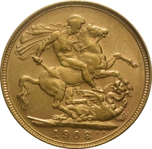 1908 Gold Sovereign Coin Edward VII Sydney