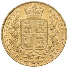 1845 Gold Sovereign Coin Queen Victoria Young Head Shield Back