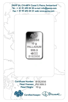 10g Palladium Bar PAMP Lady Fortuna