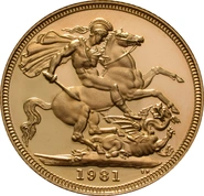 1981 Proof Gold Sovereign Coin Elizabeth II Decimal Head