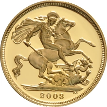 2003 Proof Gold Sovereign Coin Elizabeth II Fourth Head