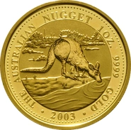 2003 Australian Kangaroo Gold Nugget Coin 1oz