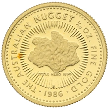 1986 Proof 1/10oz Australian Kangaroo Gold Nugget Coin