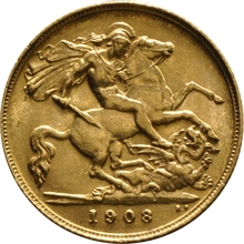 1908 Gold Half Sovereign Edward VII