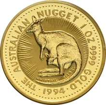 1994 Australian Kangaroo Gold Nugget Coin 1oz