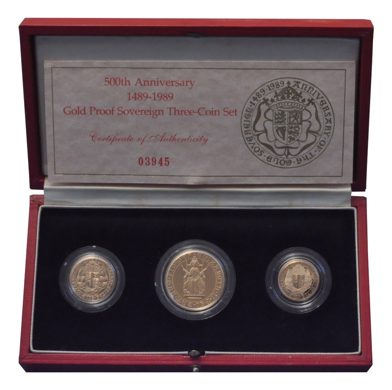 1989 Gold Proof Sovereign Three Coin Set - 500th Anniversary Edition