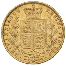 1866 Gold Sovereign Coin Queen Victoria Young Head Shield Back