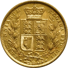 1851 Gold Sovereign Coin Queen Victoria Young Head Shield Back