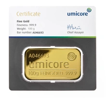 100g Gold Bar Umicore