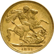 1891 Gold Sovereign Coin Queen Victoria Jubilee Head Sydney