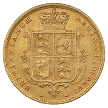 1884 Gold Half Sovereign Queen Victoria Young Head Shield Back