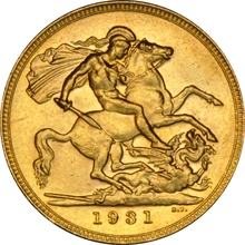 1931 Gold Sovereign Coin George V Melbourne NGC AU58