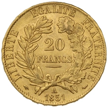 1851 French 20 Francs Gold Coin Ceres