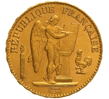 1897 French 20 Francs Gold Coin Guardian Angel A