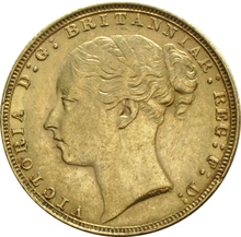 1884 Gold Sovereign Coin Queen Victoria Young Head