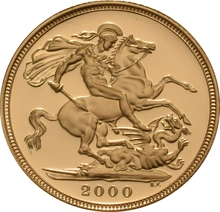 2000 Proof Gold Sovereign Coin Elizabeth II Fourth Head