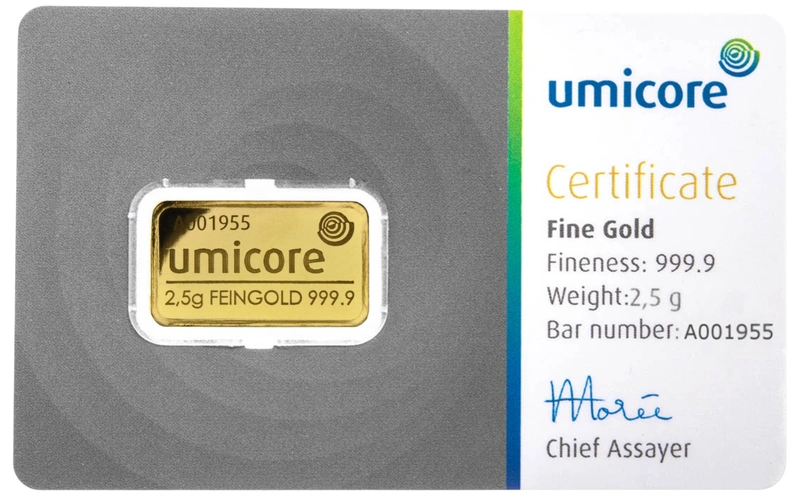 2.5g Gold Bar Umicore