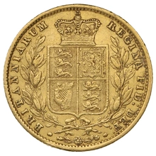 1854 Gold Sovereign Coin Queen Victoria Young Head Shield Back