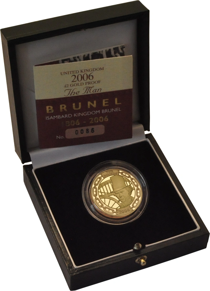 2006 Proof £2 Gold Coin Brunel The Man Boxed