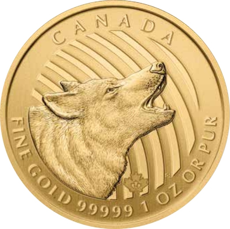 2014 1oz Canadian Howling Wolf Gold Coin