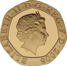 2008 Proof Gold 20p Coin Royal Shield