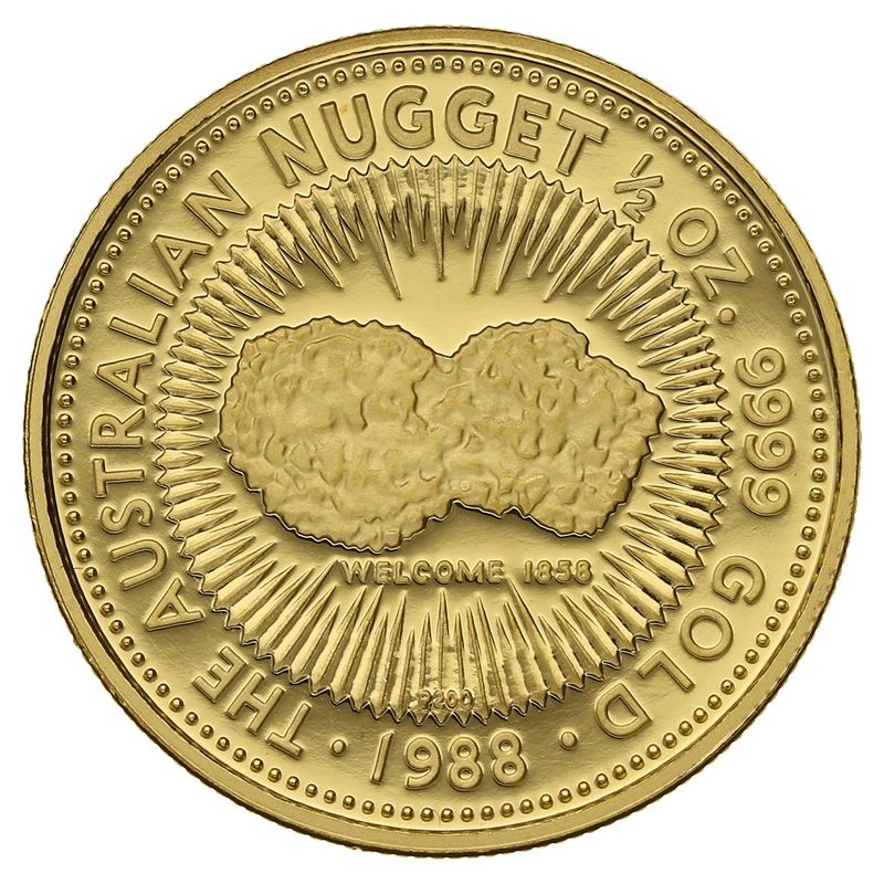 1988 Proof 1/2oz Australian Kangaroo Gold Nugget Coin