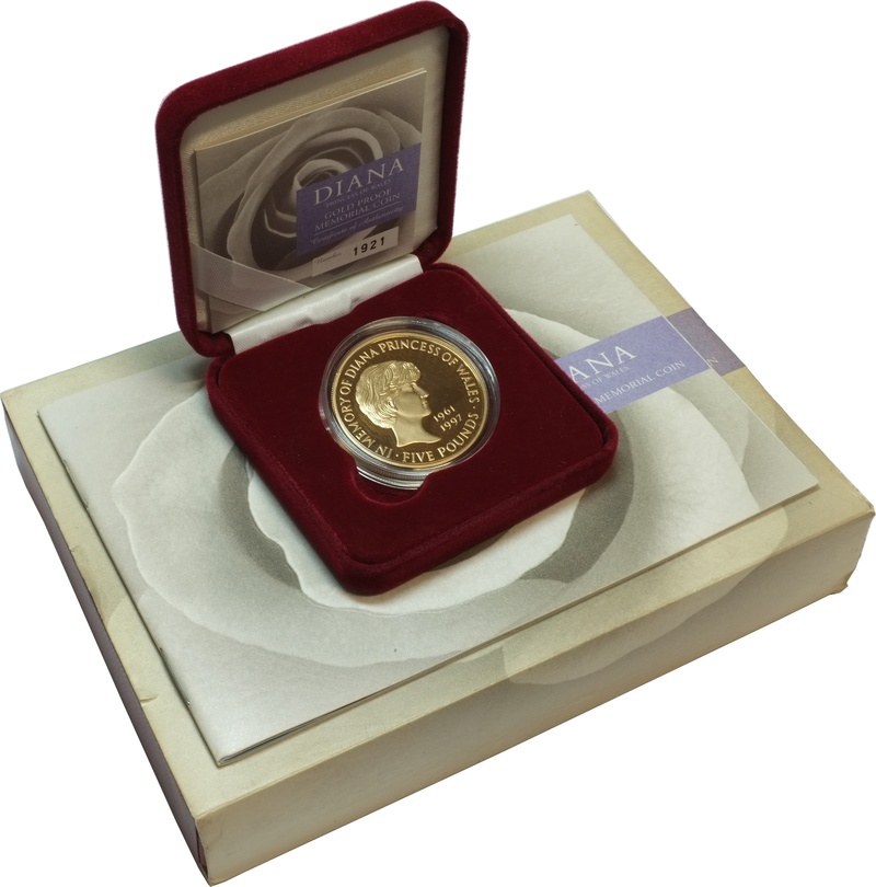 1999 - Gold Five Pound Proof Coin, Diana Princess of Wales Memorial