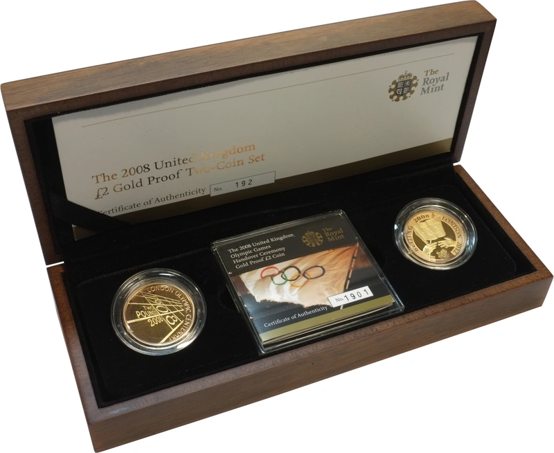 2008 Proof £2 Gold 2 Coin Set Centenary and Handover Boxed