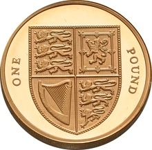 2008 Proof Gold 1 Pound Coin UK Royal Arms Shield Boxed