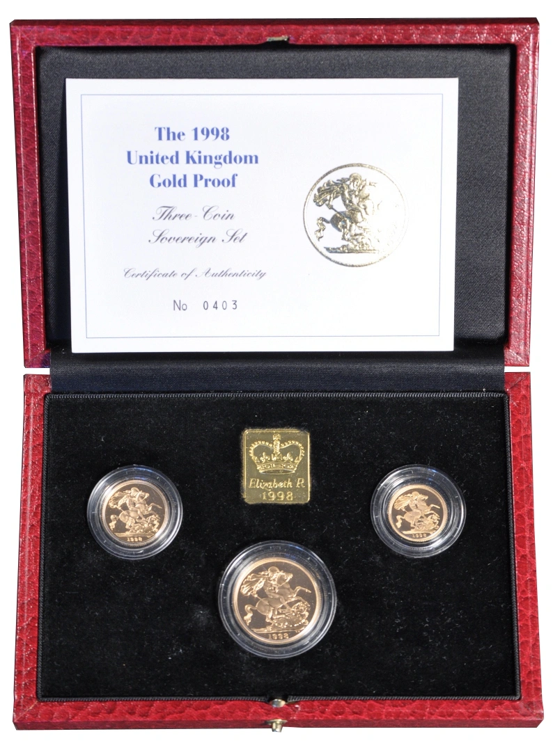 1998 Proof Gold Sovereign 3 Coin Set Boxed