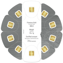 10 x 1g Gold Bar Heraeus MultiDisc