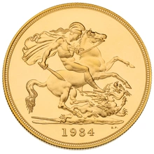 1984 Gold £5 Coin Quintuple Sovereign Boxed