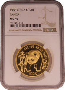 1986 1oz Chinese Panda Gold Coin NGC MS69