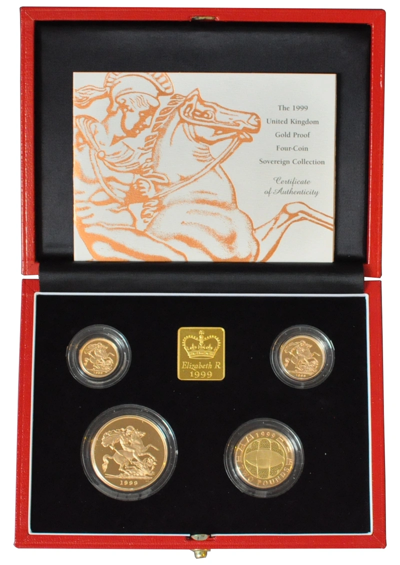1999 Proof Gold Sovereign 4 Coin Set Boxed