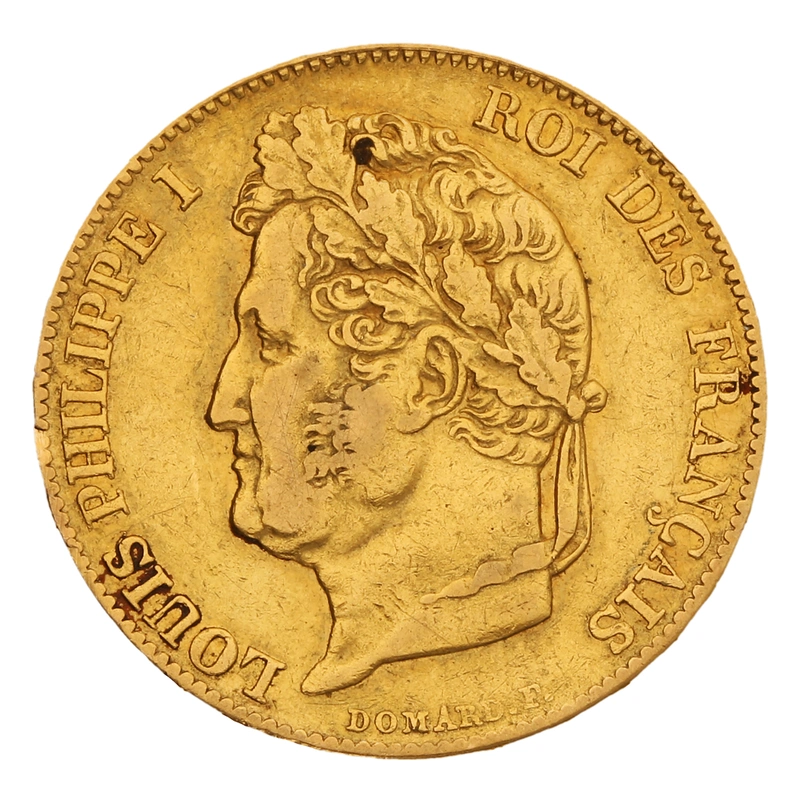 1847 French 20 Francs Gold Coin Louis-Philippe Laureate Head A