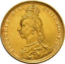 1890 Gold Sovereign Coin Queen Victoria Jubilee Head
