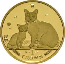 Isle of Man Crown Gold Coin Manx Cats 1oz