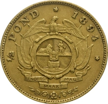 1894 1/2 Pond Gold Coin South Africa