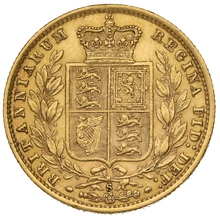 1877 Gold Sovereign Coin Queen Victoria Young Head Shield Back Sydney