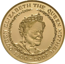 2002 Proof Gold £5 Coin Quintuple Sovereign Queen Mother Memorial