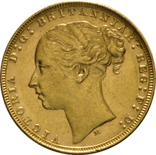 1878 Gold Sovereign Coin Queen Victoria Young Head Melbourne