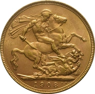 1908 Gold Sovereign Coin Edward VII Perth