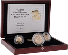 1993 Proof Gold Sovereign 3 Coin Set Boxed
