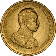 German 20 Mark Gold Coin Wilhelm II 1913-1915