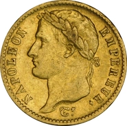 French 20 Francs Gold Coin Napoleon I Laureate Head 1807-1815