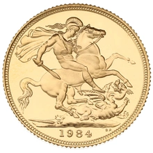 1984 Proof Gold Sovereign Boxed