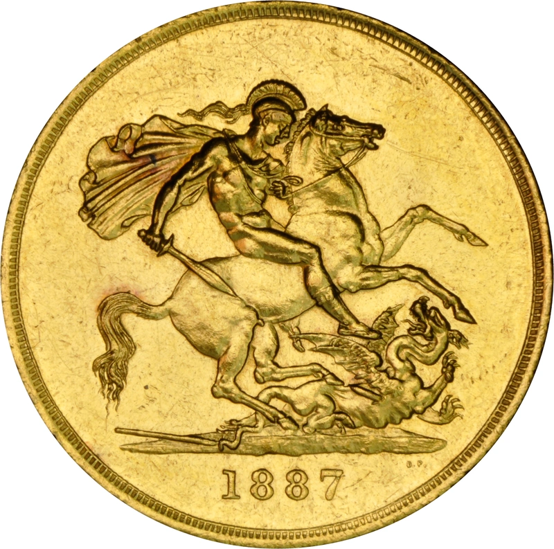 1887 Gold £5 Coin Queen Victoria Jubilee NGC MS60