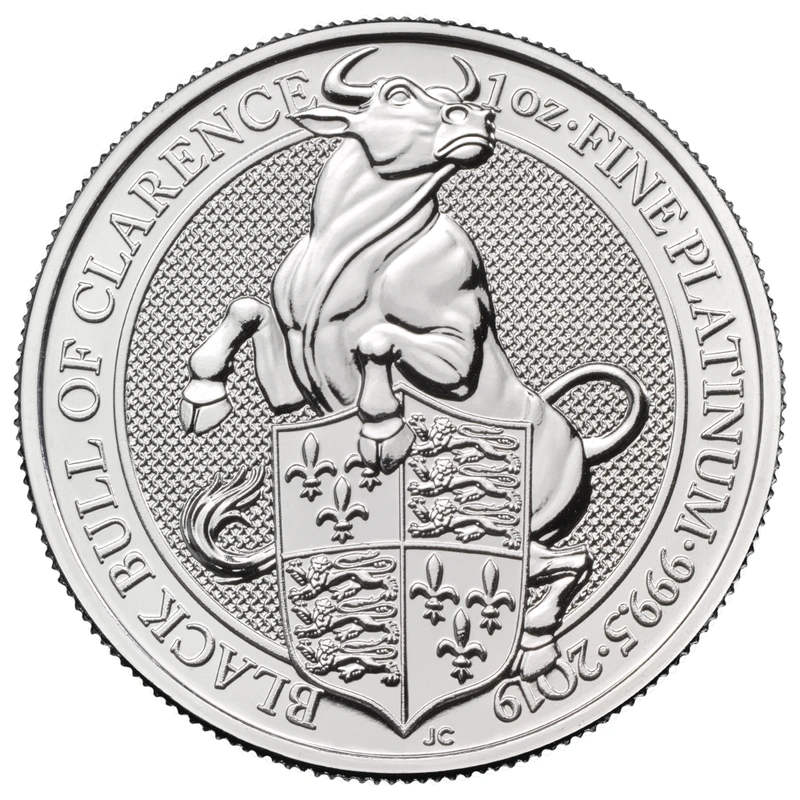 1oz Platinum Coin, Black Bull of Clarence - Queen's Beast 2019