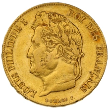 1839 20 French Francs Gold Coin Louis-Philippe A